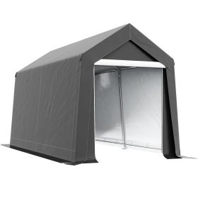 Galvanized 7' x 12' Outdoor Storage Tent, Heavy Duty and Waterproof Portable Shed, for Bike, Motorcycle, Tools, Gray