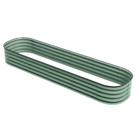 Green Galvanized Garden Bed 8' Metal Planter Box DIY Stock Tank Safety Edging for Herbs Vegetables