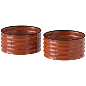 Set of 2 Raised Garden Bed, Metal Planter Box with Safety Edging, Easy-to-assemble Stock Tank, Dark Brown