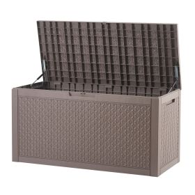 VEVOR Outdoor Storage Box, 100 Gallon Resin Deck Box, Backyard Outside Toy and Towel Storage Cabinet Waterproof, for Patio Furniture Cushions