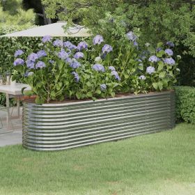 Garden Raised Bed Silver Powder-coated steel Large