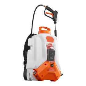 VEVOR Battery Powered Backpack Sprayer, 4 Gallons Electric Backpack Sprayer, 2 Wands & 8 Nozzles, Adjustable 0-90 PSI, 4H Runtime